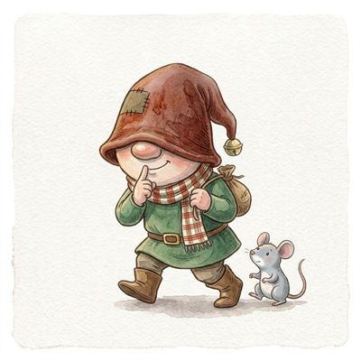 Le lutin avance sur la pointe des pieds