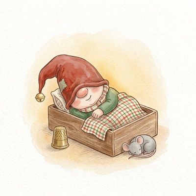 Le lutin dort dans une boîte d'allumettes